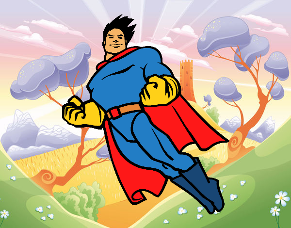 Dibuix Superman volant pintat per MartiMarta
