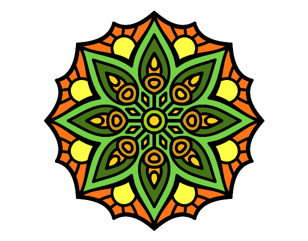 Dibuix Mandala simetria senzilla pintat per Carmina