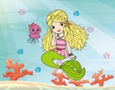 Dibuix Sirena i medusa pintat per mcompte4