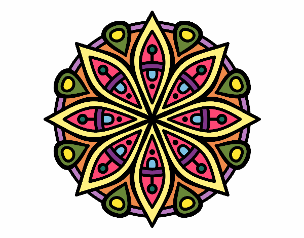 Dibuix Mandala per la concentració pintat per Marialluis