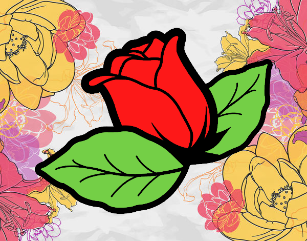 Dibuix Rosa amb fulles pintat per MARIAJUAN
