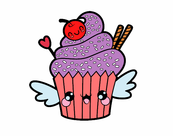 Cupcake kawaii amb cirera