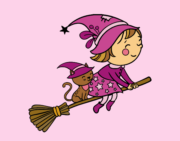 Bruixeta volant amb la seva escombra