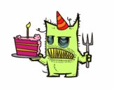 Monstre amb pastís d'aniversari