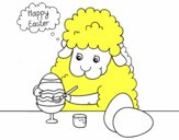 Ovelleta acolorint ous de Pasqua