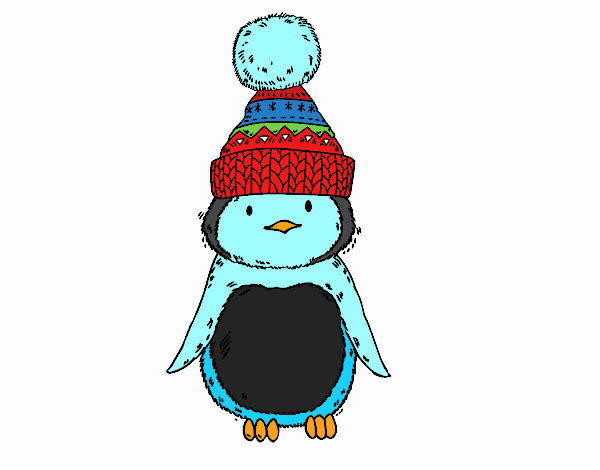 Pingüí amb gorra d'hivern