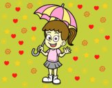 Una nena amb paraigües
