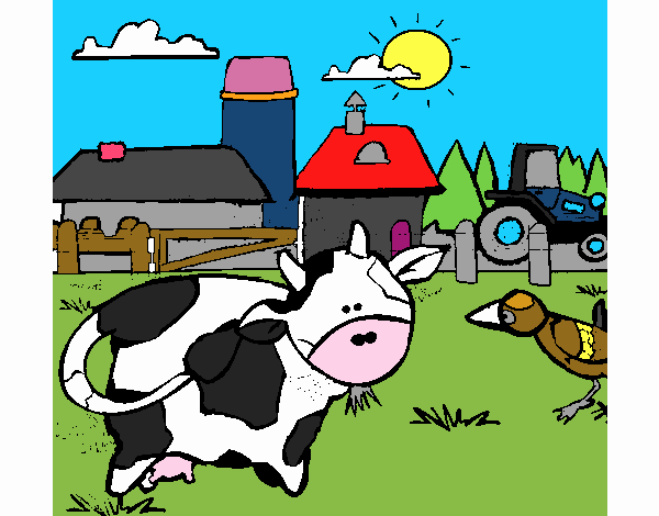 Vaca en la granja 