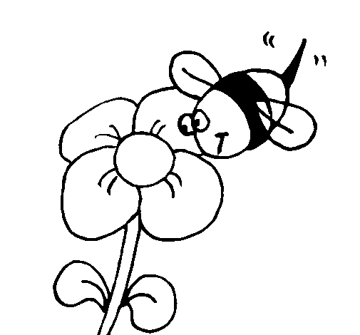 Dibuix de Abella i flor  per Pintar on-line