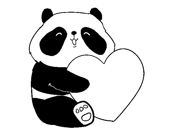 Dibuix de Amor Panda per Pintar on-line