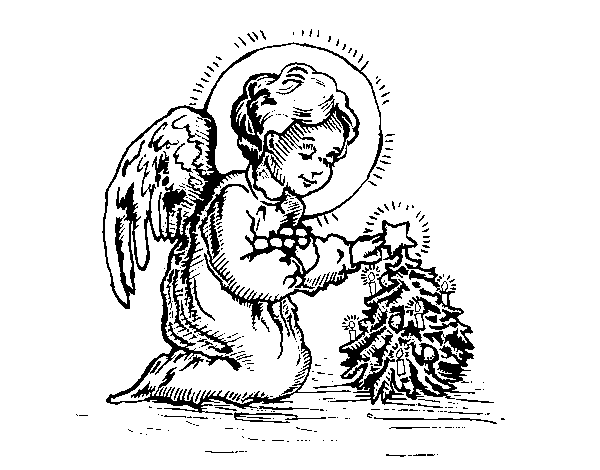 Dibuix de Angelet nadalenc per Pintar on-line