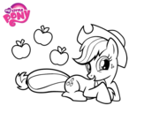 Dibuix de Applejack i les seves pomes per pintar