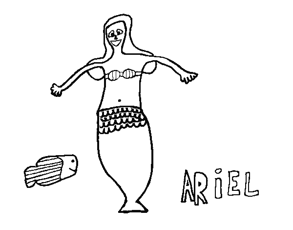 Dibuix de Ariel i peix per Pintar on-line