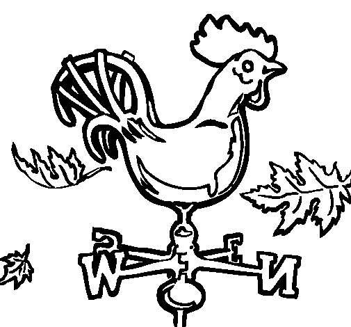 Dibuix de Banderoles i gall per Pintar on-line