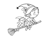 Dibuix de Bruixeta volant amb la seva escombra per pintar