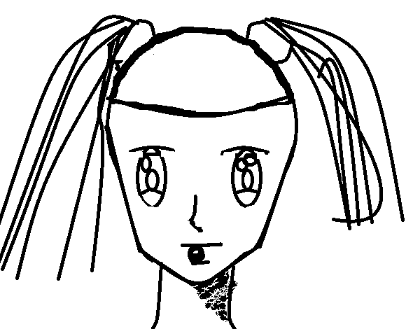 Dibuix de Cara de noia amb cues per Pintar on-line
