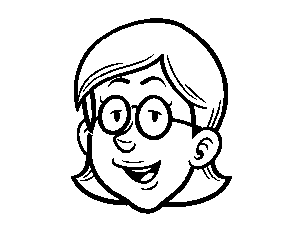 Dibuix de Cara de noia amb ulleres per Pintar on-line