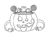 Dibuix de Carbassa de llaminadures de Halloween per pintar