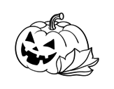 Dibuix de Carbassa decorada de Halloween  per pintar