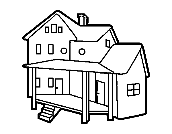 Dibuix de Casa amb porxo per Pintar on-line