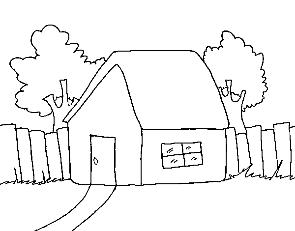 Dibuix de Casa amb tanca per Pintar on-line