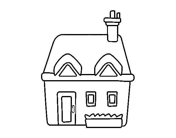 Dibuix de Casa amb xemeneia per Pintar on-line