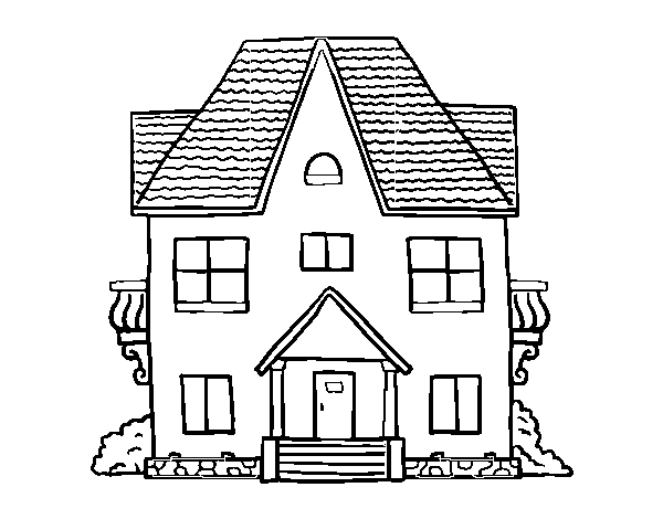 Dibuix de Casa de camp amb balcons per Pintar on-line