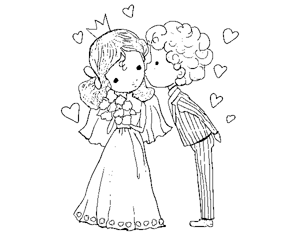 Dibuix de Casament de Príncep i Princesa per Pintar on-line