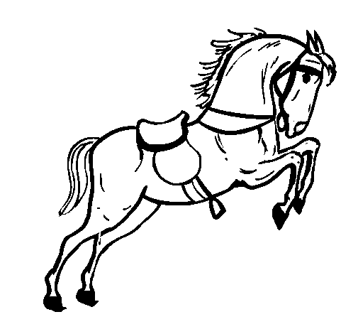 Dibuix de Cavall amb cadira saltant  per Pintar on-line