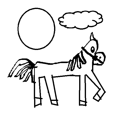 Dibuix de Cavall amb la pota aixecada per Pintar on-line