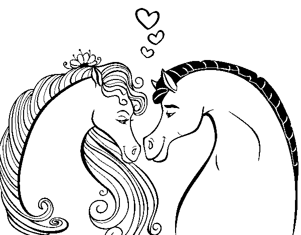 Dibuix de Cavalls enamorats per Pintar on-line