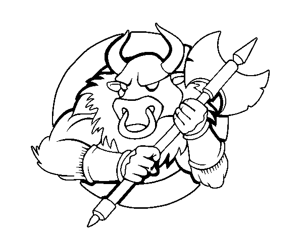Dibuix de Centaure amb destral per Pintar on-line