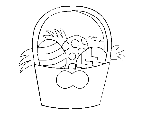 Dibuix de Cistell amb ous de pasqua per Pintar on-line