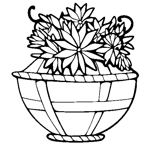 Dibuix de Cistell de flors 11 per Pintar on-line