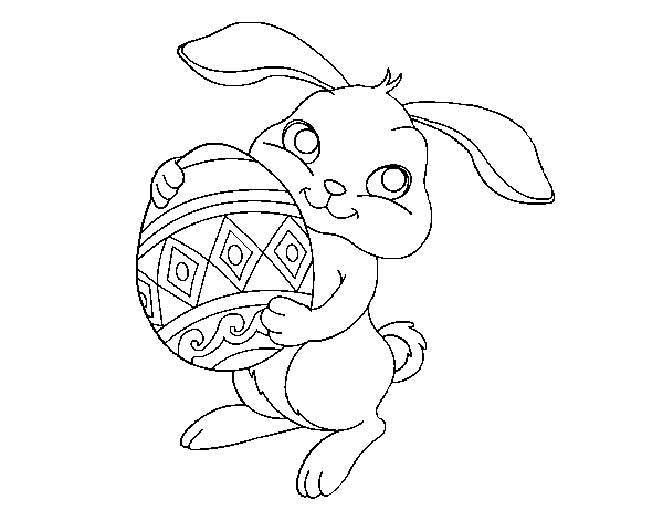 Dibuix de Conill amb ou de pasqua per Pintar on-line
