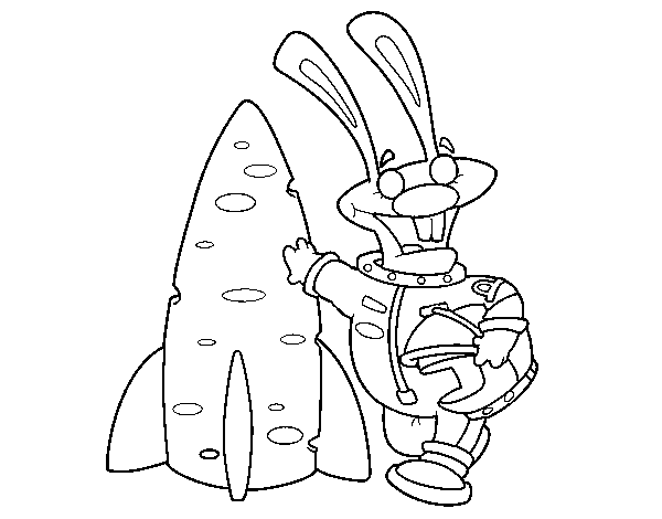 Dibuix de Conill astronauta per Pintar on-line