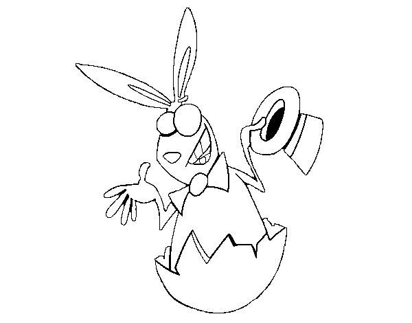 Dibuix de Conill sortint del cascaró per Pintar on-line