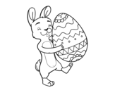 Dibuix de Conillet amb ou de Pasqua enorme per pintar