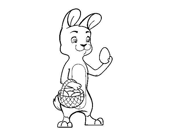 Dibuix de Conillet amb ou de Pasqua per Pintar on-line