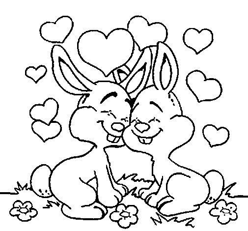 Dibuix de Conills enamorats per Pintar on-line