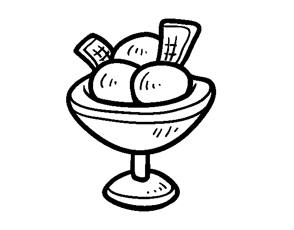 Dibuix de Copa amb tres boles de gelat per Pintar on-line
