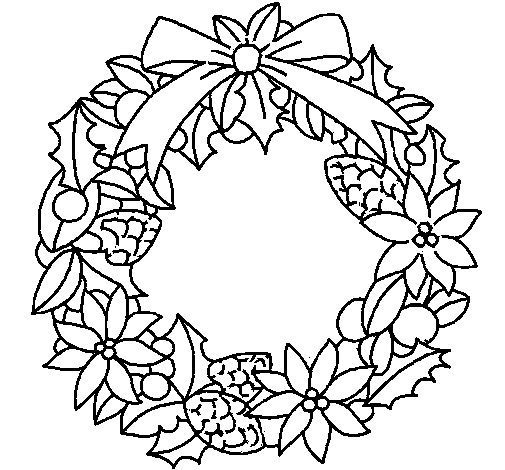 Dibuix de Corona de flors nadalenca  per Pintar on-line