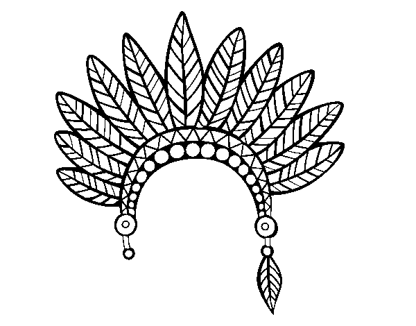 Dibuix de Corona de plomes de cap indi per Pintar on-line