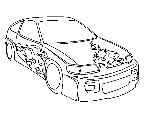Dibuix de Cotxe amb flames per Pintar on-line