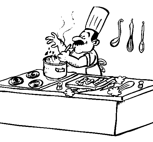 Dibuix de Cuiner en la cuina per Pintar on-line