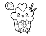 Dibujo de Cupcake kawaii amb llaç