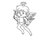Dibuix de Cupido amb el seu arc màgic per pintar