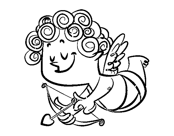 Dibuix de Cupido amb rínxols per Pintar on-line