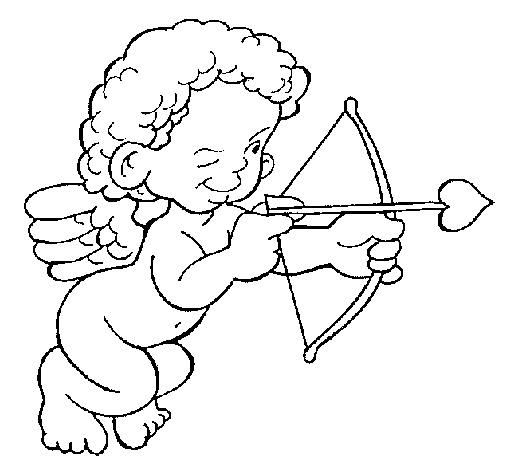 Dibuix de Cupido apuntant amb la fletxa per Pintar on-line