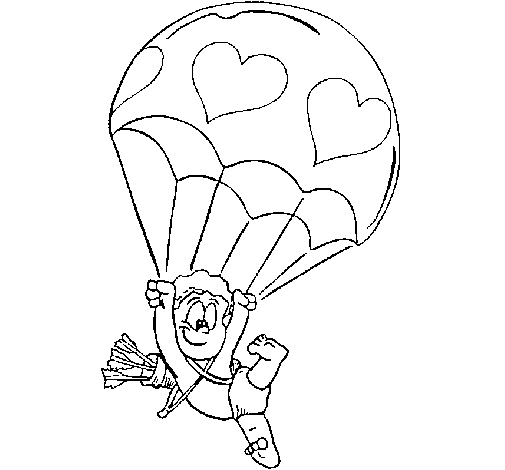 Dibuix de Cupido en paracaigudes per Pintar on-line